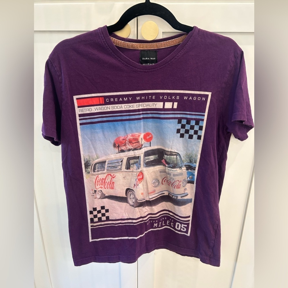 Zara Man Purple Tee size medium! Coca Cola vintage van